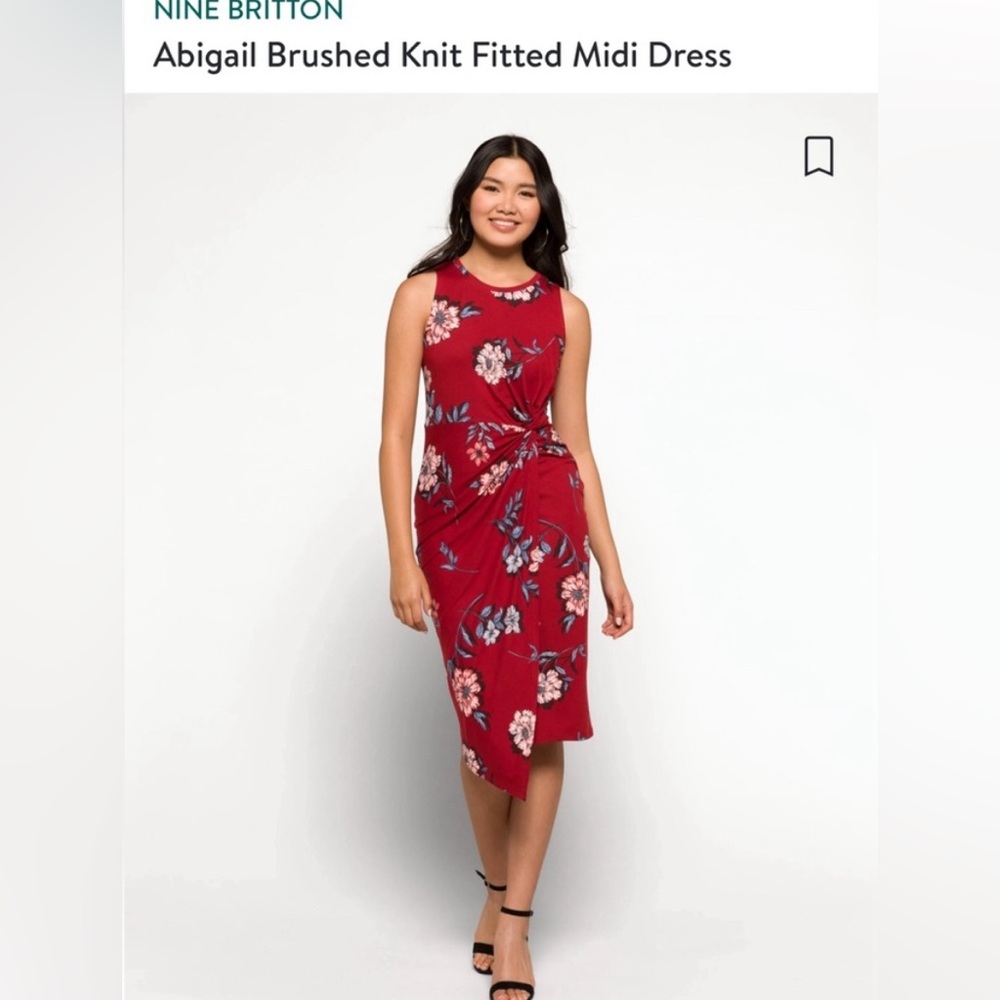 Nine Britton super soft dark red floral dress - Picture 7 of 7